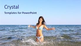  Presentation with swoosh - Cool new presentation with blue swoosh - gorgeous sexy woman splashing backdrop and a sky blue colored foreground