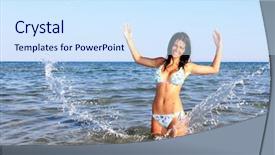  Presentation with sexy santa woman red - Presentation theme enhanced with blue swoosh - gorgeous sexy woman splashing background and a sky blue colored foreground