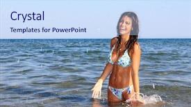  Presentation with swoosh - Presentation theme with blue swoosh - gorgeous sexy woman splashing background and a sky blue colored foreground