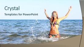  Presentation with sexy santa woman red - Audience pleasing presentation theme consisting of blue swoosh - gorgeous sexy woman splashing backdrop and a sky blue colored foreground