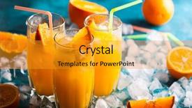  Presentation with healthy drink - Beautiful slide set featuring blue table healthy vitamin drink backdrop and a gold colored foreground