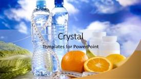  Presentation with measurement - Audience pleasing PPT theme consisting of blue tape - food and measurement fitness backdrop and a  colored foreground