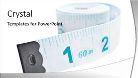  Presentation with tape measure - Slide deck with blue tape measure on white background and a white colored foreground