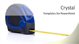  Presentation with tape measure - PPT theme featuring blue tape measure tool isolated background and a  colored foreground