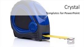  Presentation with tape measure - Presentation theme having blue tape measure tool isolated background and a white colored foreground
