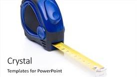  Presentation with tape measure - PPT theme featuring blue tape measure tool isolated background and a white colored foreground