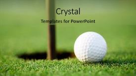 Presentation with golf - Audience pleasing PPT theme consisting of grassy area - golf ball and hole backdrop and a seafoam green colored foreground