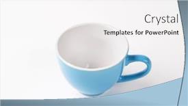  Presentation with tea cup - Slide deck featuring blue tea cup on white background background and a white colored foreground