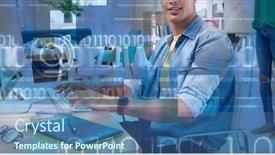  Presentation with binary blue - Audience pleasing PPT theme consisting of blue-technology-design-with-binary backdrop and a ocean colored foreground