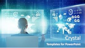  Presentation with binary blue - Beautiful PPT layouts featuring blue technology interface with binary backdrop and a teal colored foreground