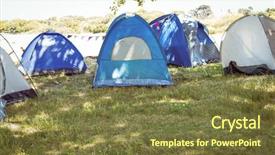 Presentation with campsite - Amazing theme having blue tents in the campsite backdrop and a  colored foreground