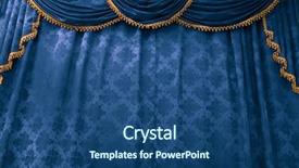  Presentation with blue curtain - Presentation theme enhanced with blue theater curtain stage show background and a ocean colored foreground