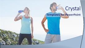  Presentation with benefits of drinking water - Slide deck consisting of blue tone - fit couple standing drinking background and a sky blue colored foreground