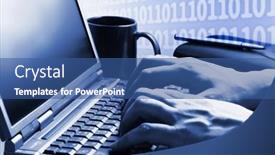  Presentation with computer - Slide deck with  background and a  colored foreground