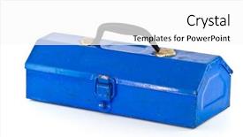  Presentation with steel - Audience pleasing PPT theme consisting of blue toolbox - isolated on white backdrop and a white colored foreground