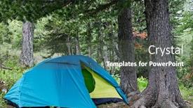  Presentation with tent - PPT theme having blue-tourstic-tent-stay background and a  colored foreground