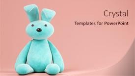  Presentation with blue pink - Slide set with blue-toy-rabbit-on-pink background and a coral colored foreground