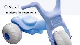  Presentation with clipping - Slides consisting of tricycle - blue toy trike isolated background and a light blue colored foreground