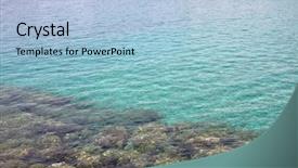  Presentation with blue - PPT theme featuring blue tranparent whater of playa background and a light blue colored foreground