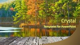  Presentation with forest school - Slide deck having blue tree - pond in white mountain national background and a tawny brown colored foreground