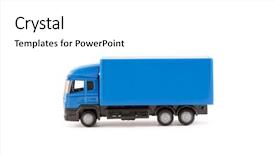  Presentation with truck - Colorful presentation enhanced with blue truck miniature on white backdrop and a white colored foreground