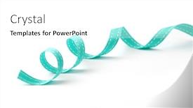  Presentation with blue ribbon - Audience pleasing PPT theme consisting of blue-turquoise-silk-ribbon backdrop and a white colored foreground