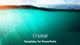  Presentation with under water - PPT theme featuring blue-under-water-mixed-media background and a ocean colored foreground