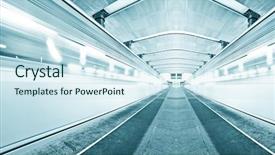  Presentation with trains - Audience pleasing slides consisting of blue underground platform with moving trains backdrop and a sky blue colored foreground