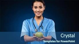  Presentation with blue green - Cool new presentation theme with blue uniform holding green apple backdrop and a ocean colored foreground
