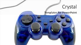  Presentation with controller - Amazing PPT theme having blue video game controller detail backdrop and a white colored foreground