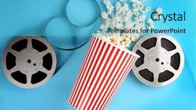  Presentation with cinema - Amazing presentation design having blue videobackground - composition with popcorn and cinema backdrop and a light blue colored foreground