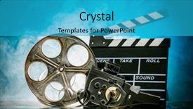  Presentation with accessories - Cool new theme with blue videobackground - retro film production accessories still backdrop and a teal colored foreground