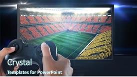  Presentation with spark - Colorful PPT theme enhanced with blue videobackground - woman playing video game backdrop and a tawny brown colored foreground