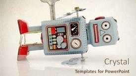  Presentation with robot toy - Slide deck featuring blue vintage robot toy in shock background and a lemonade colored foreground