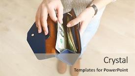  Presentation with money - Presentation having blue wallet full of money background and a lemonade colored foreground