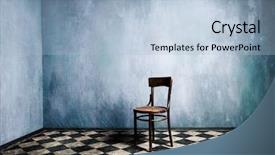  Presentation with room - Colorful PPT theme enhanced with blue walls and tiled floor backdrop and a light blue colored foreground