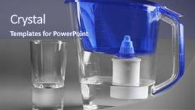  Presentation with water glass - PPT theme featuring blue water filter with glass background and a  colored foreground