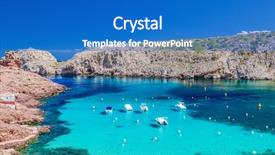  Presentation with blue crystal - Amazing theme having blue water menorca island balearic backdrop and a teal colored foreground