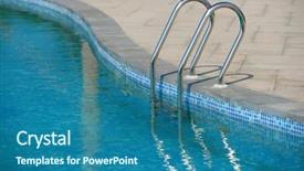  Presentation with competive swimming - Colorful presentation theme enhanced with blue water ripple - swimming pool at coast backdrop and a  colored foreground