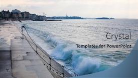  Presentation with blue wave - Colorful presentation theme enhanced with blue-wave-at-saint-malo backdrop and a light gray colored foreground