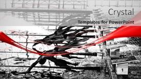  Presentation with blue wave - PPT layouts enhanced with blue-wave-design-against-swimmers background and a light gray colored foreground