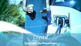  Presentation with blue wave - Presentation design having blue-wave-design-against-woman background and a light blue colored foreground