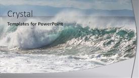  Presentation with wave - PPT theme featuring blue-wave-on-the-beach background and a light gray colored foreground