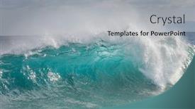  Presentation with wave - Amazing slide set having blue-wave-on-the-beach backdrop and a light gray colored foreground