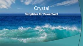  Presentation with blue wave - Theme featuring blue-wave-on-the-beach background and a teal colored foreground