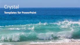  Presentation with blue wave - Presentation theme enhanced with blue-wave-on-the-beach background and a teal colored foreground