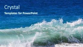  Presentation with blue wave - Presentation theme having blue-wave-on-the-beach background and a ocean colored foreground