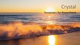  Presentation with blue wave - Presentation theme with blue-wave-on-the-beach background and a lemonade colored foreground