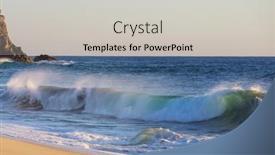  Presentation with blue wave - Presentation design enhanced with blue-wave-on-the-beach background and a light gray colored foreground