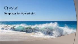  Presentation with blue wave - Theme having blue-wave-on-the-beach background and a light blue colored foreground